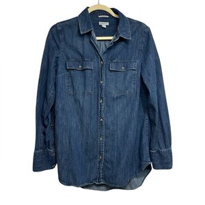 Merona Blue Denim Long Sleeve Button-Down Shirt – Size M